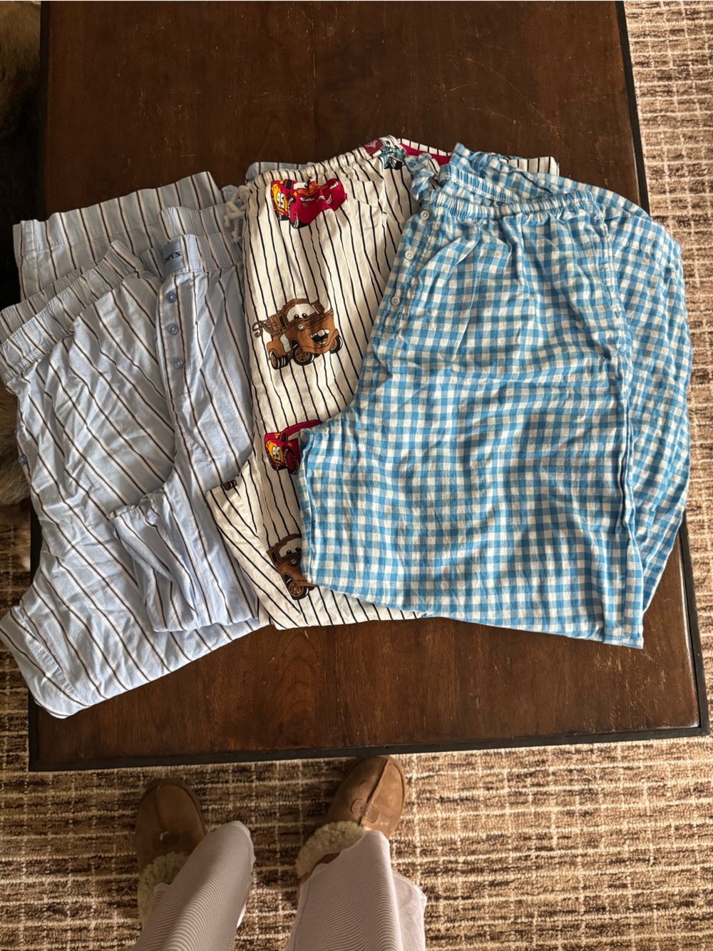 Pajama Pants Bundle 4 Pairs Gingham, Cars & Striped Size L